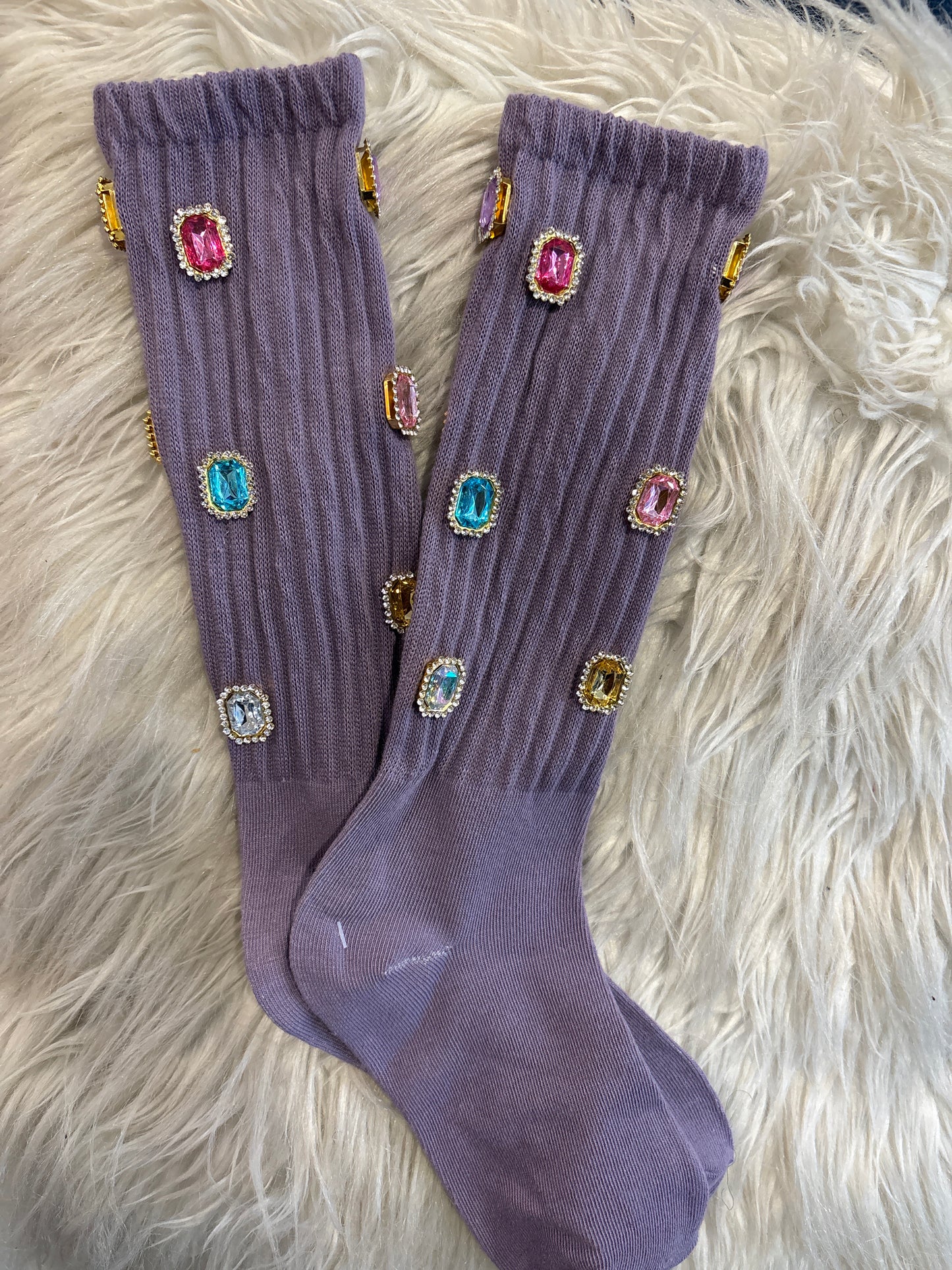 Light Purple Rhinestone Socks
