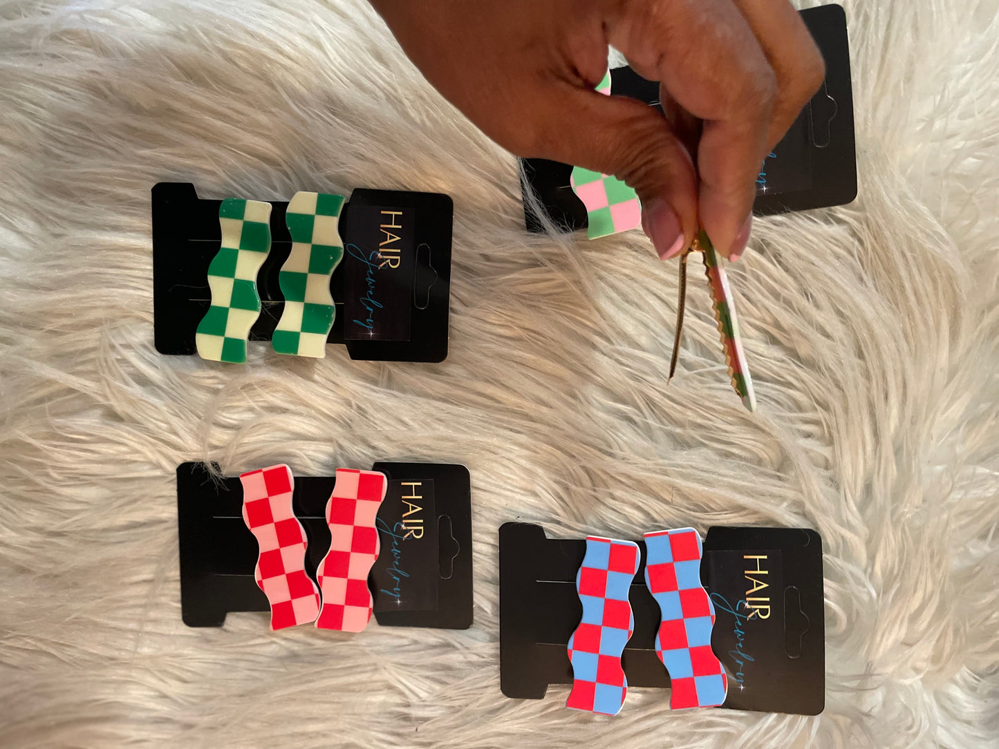 Checkered Hair Clips