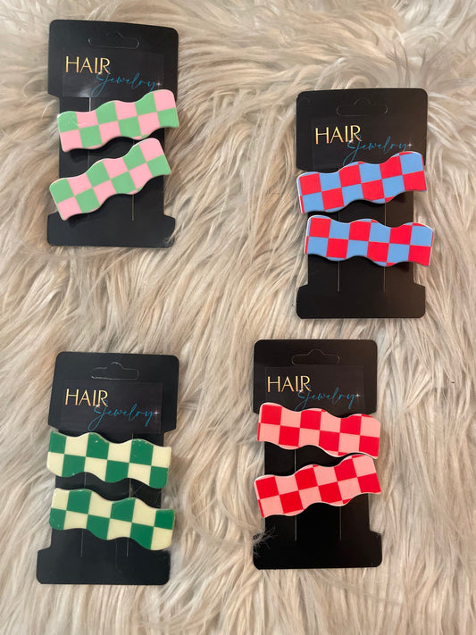 Checkered Hair Clips