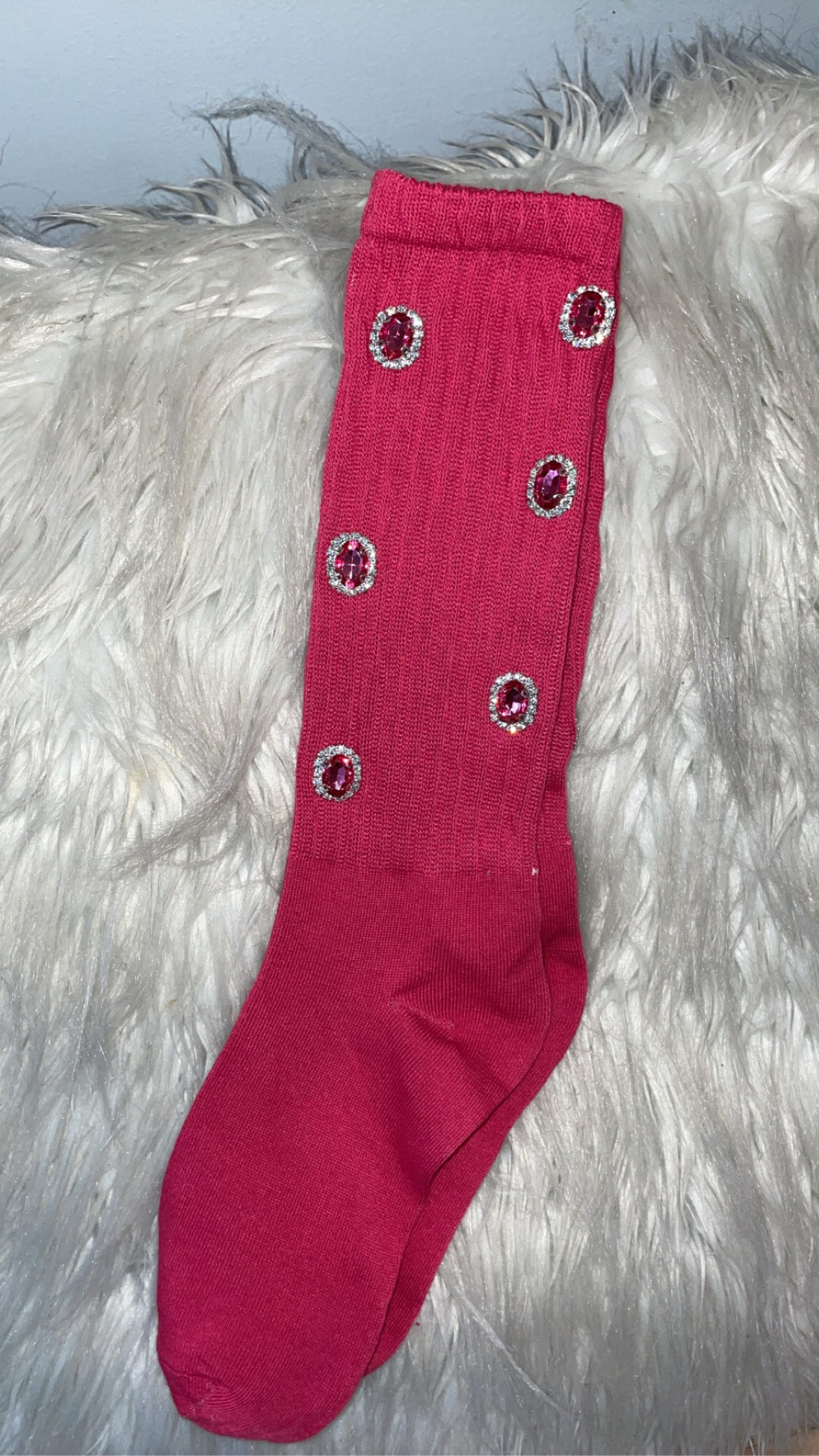 Hot Pink Jeweled Socks