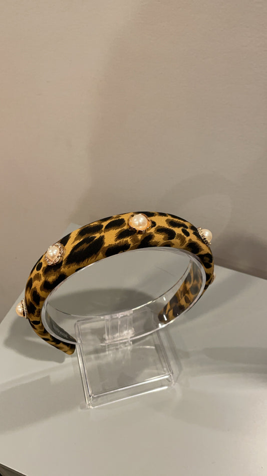 Leopard pearl headband