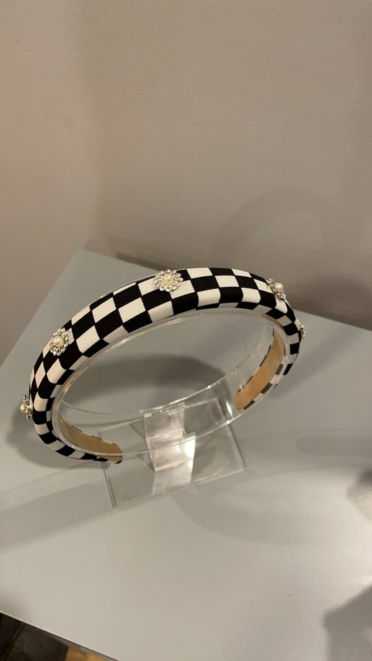 Checkered Pearl headband