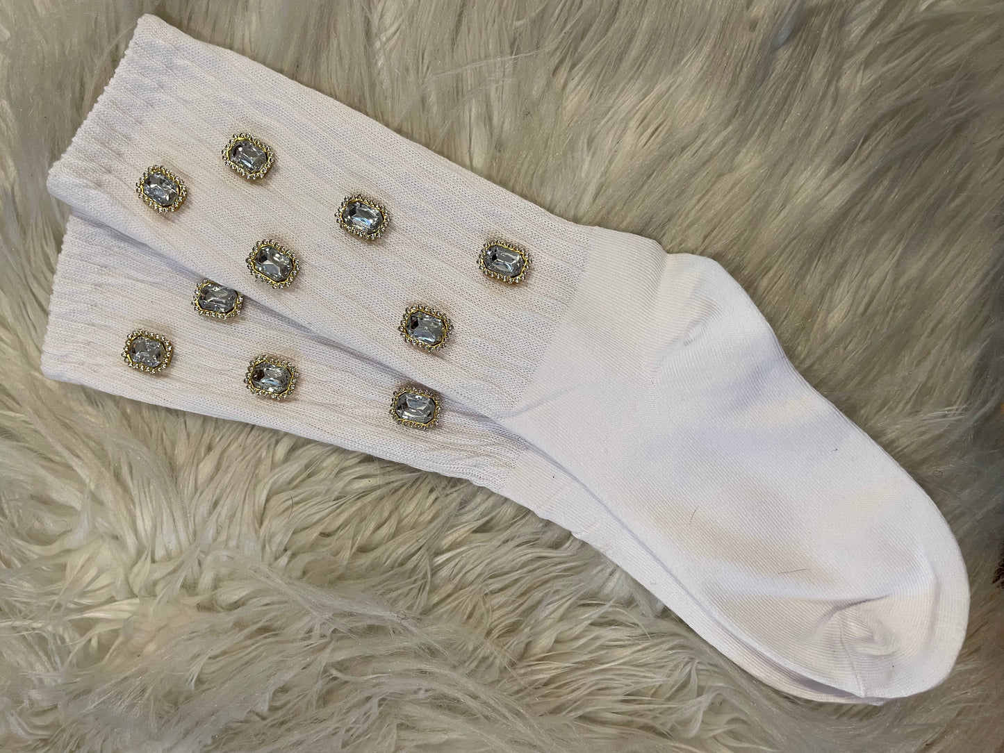 Clear White Rhinestone Socks