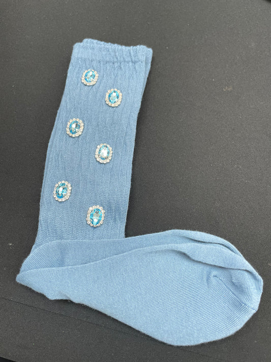 Light blue Rhinestone Socks