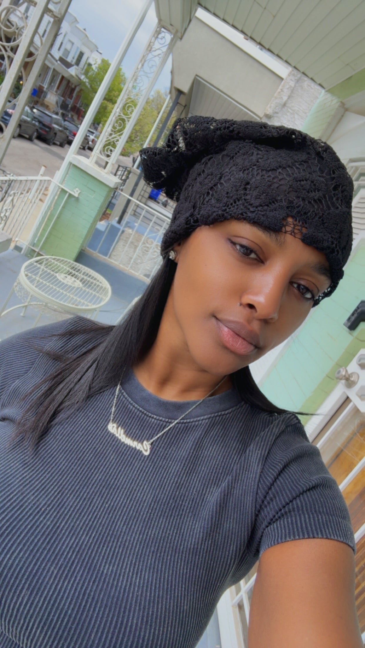 Lined Lace Beanie