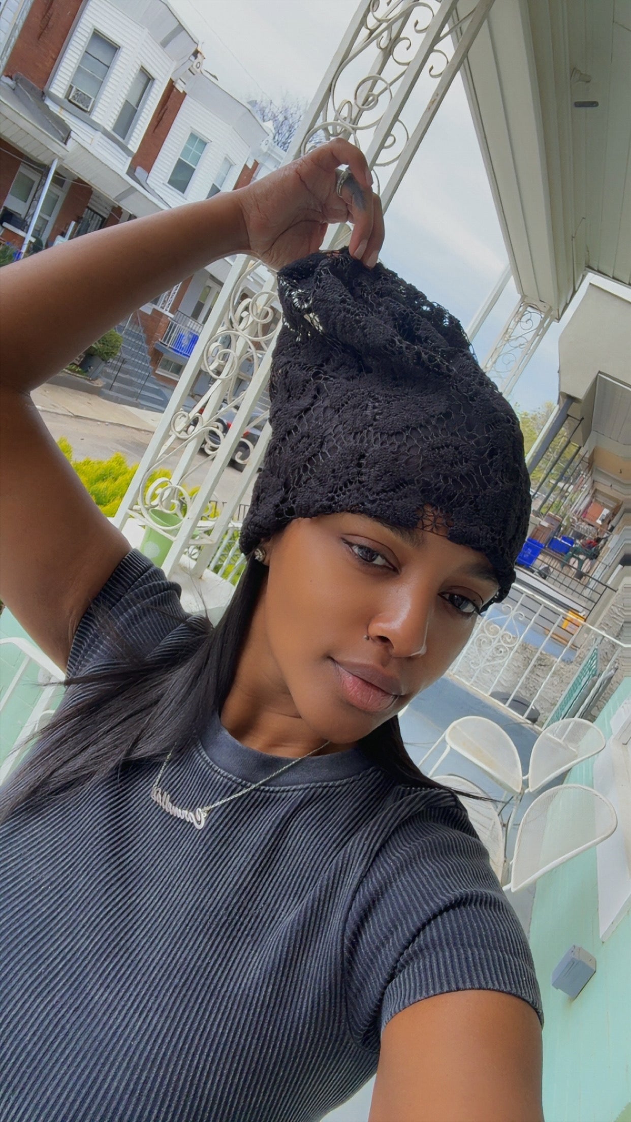 Lined Lace Beanie