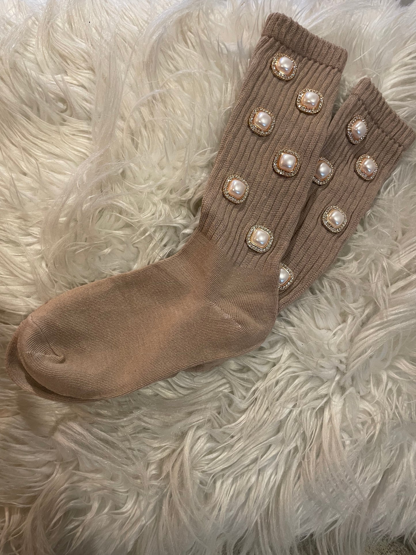 Tan Pearl Socks